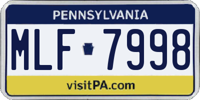 PA license plate MLF7998