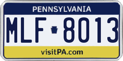 PA license plate MLF8013