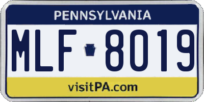 PA license plate MLF8019