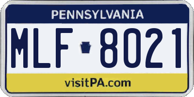 PA license plate MLF8021