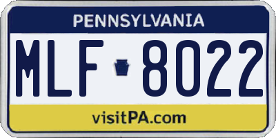 PA license plate MLF8022