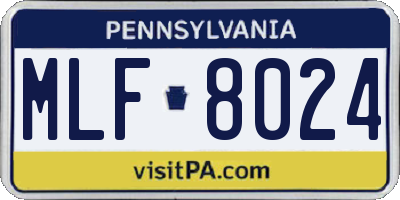 PA license plate MLF8024