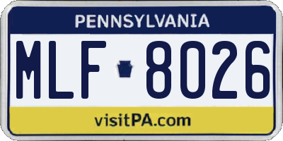 PA license plate MLF8026
