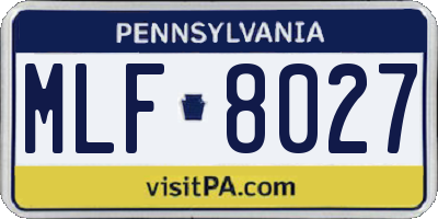 PA license plate MLF8027