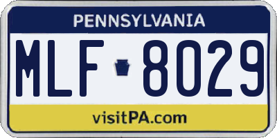 PA license plate MLF8029