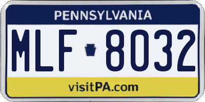 PA license plate MLF8032
