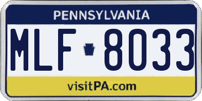 PA license plate MLF8033