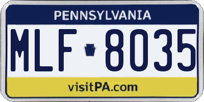 PA license plate MLF8035