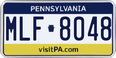 PA license plate MLF8048