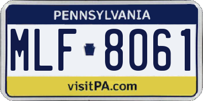 PA license plate MLF8061