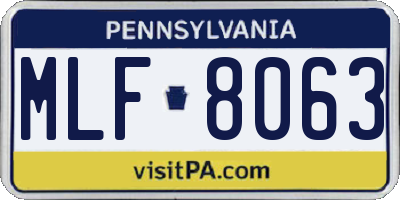PA license plate MLF8063