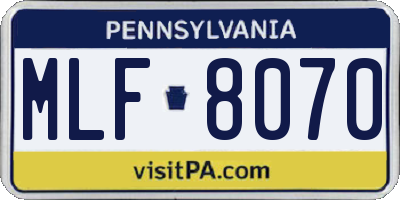 PA license plate MLF8070
