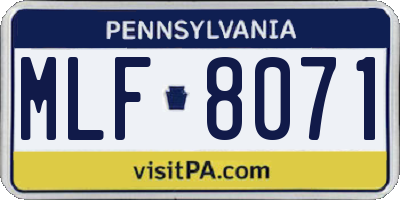 PA license plate MLF8071