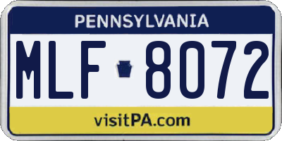 PA license plate MLF8072