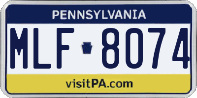 PA license plate MLF8074