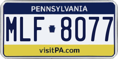 PA license plate MLF8077