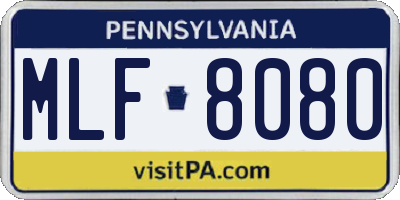 PA license plate MLF8080