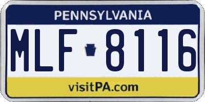 PA license plate MLF8116