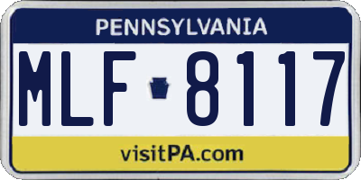 PA license plate MLF8117