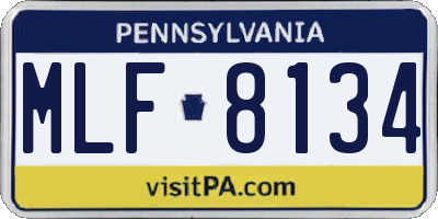 PA license plate MLF8134