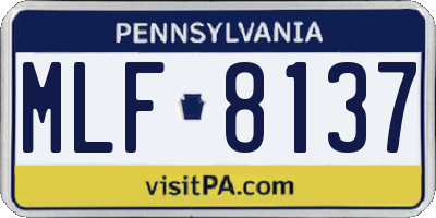 PA license plate MLF8137