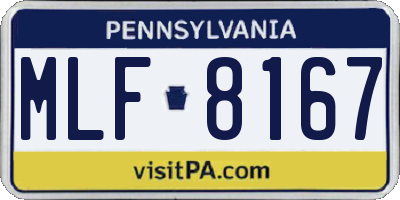 PA license plate MLF8167
