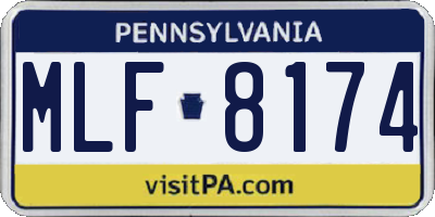 PA license plate MLF8174