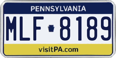 PA license plate MLF8189