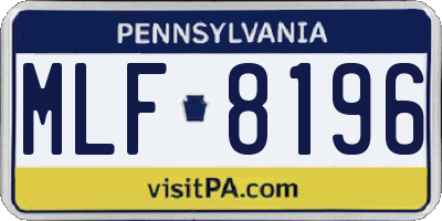 PA license plate MLF8196
