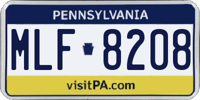 PA license plate MLF8208