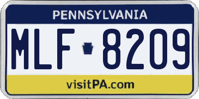PA license plate MLF8209