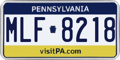 PA license plate MLF8218