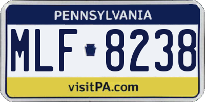 PA license plate MLF8238