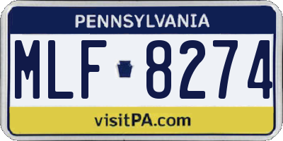 PA license plate MLF8274