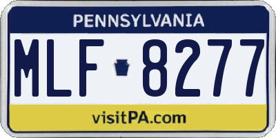 PA license plate MLF8277