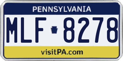 PA license plate MLF8278