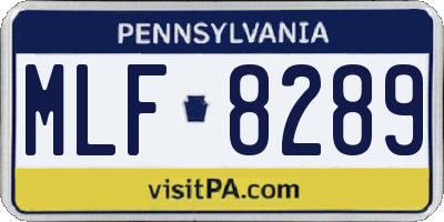 PA license plate MLF8289