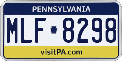 PA license plate MLF8298
