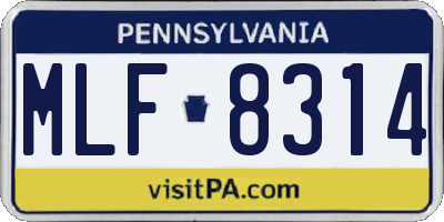 PA license plate MLF8314