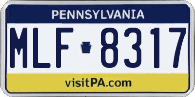 PA license plate MLF8317