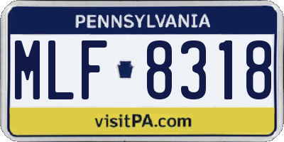 PA license plate MLF8318