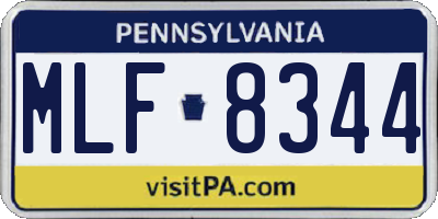 PA license plate MLF8344