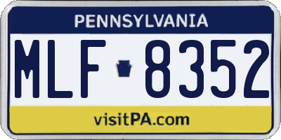 PA license plate MLF8352