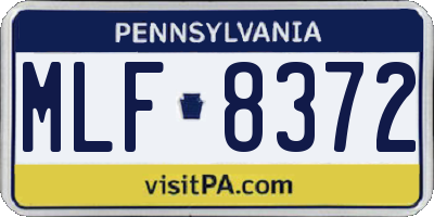 PA license plate MLF8372