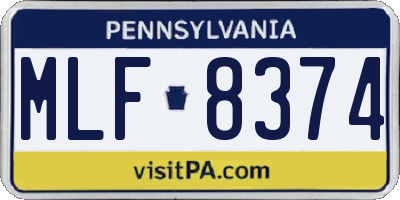 PA license plate MLF8374