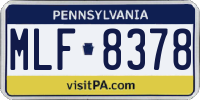 PA license plate MLF8378