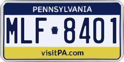 PA license plate MLF8401