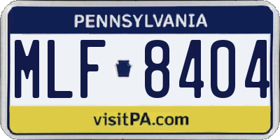PA license plate MLF8404