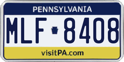 PA license plate MLF8408