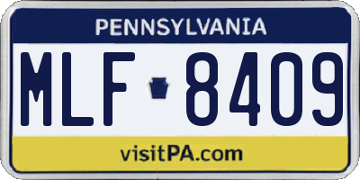 PA license plate MLF8409